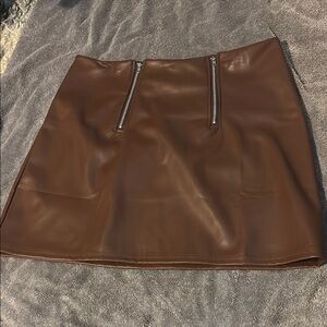 Brown Faux Leather Mini Skirt